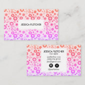 ピンクの紫色の泡ミニマルカッコいいリストサークル 名刺 (正面/裏面)