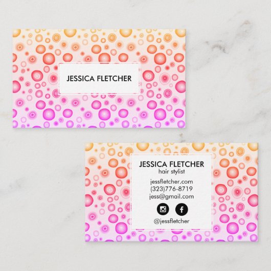 ピンクの紫色の泡ミニマルカッコいいリストサークル 名刺 (正面/裏面)