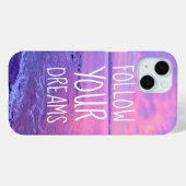 ピンクの紫色の海の日没は"後を追いますあなたの夢"を Case-Mate iPhoneケース (裏面 (横))