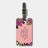 ピンクの紫色の熱帯ハイビスカスの花 ラゲッジタグ (正面縦)