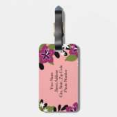 ピンクの紫色の熱帯ハイビスカスの花 ラゲッジタグ (裏面縦)