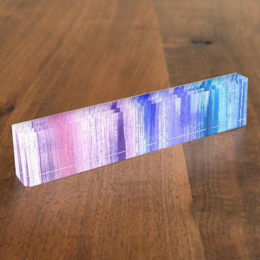 ピンクの紫色の絵筆の打撃の色彩の鮮やかな水彩画 デスクネームプレート (側面)