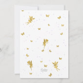 ピンクの紫色の花と庭の妖精、3番目の誕生日 招待状 (裏面)