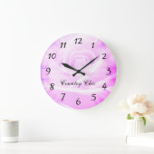 ピンクの紫色の花の国のシックなデザイン ラージ壁時計 (ホーム)