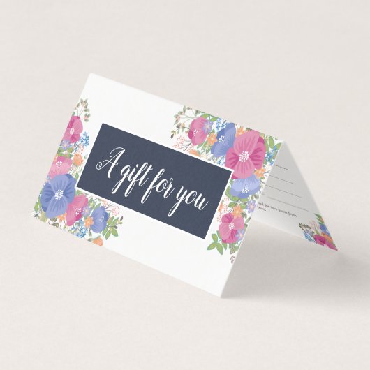 ピンクの紫色の野生の花の花束-ギフト券 (正面)