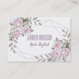 ピンクの紫色の銀製の花の美しいのアポイントメント 予約カード