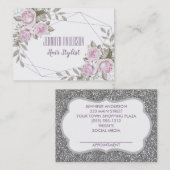 ピンクの紫色の銀製の花の美しいのアポイントメント 予約カード (正面/裏面)