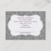 ピンクの紫色の銀製の花の美しいのアポイントメント 予約カード (裏面)