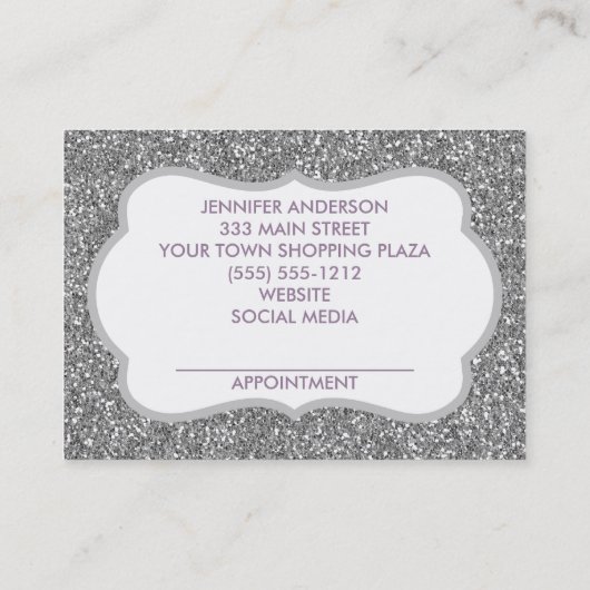 ピンクの紫色の銀製の花の美しいのアポイントメント 予約カード (裏面)