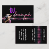 ピンクの紫色DJのダンスパーティーの名刺 名刺 (正面/裏面)