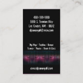 ピンクの紫色DJのダンスパーティーの名刺 名刺 (裏面)