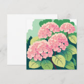 ピンクの紫陽花の低木カード (正面/裏面)