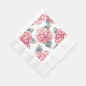 ピンクの紫陽花の水彩花の花の絵 縁ありランチョンナプキン (角)