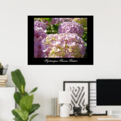 ピンクの紫陽花の花のアートプリント植物画 ポスター (ホームオフィス)