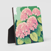 ピンクの紫陽花の花の絵画 フォトプラーク (正面)