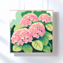 ピンクの紫陽花の花の絵画