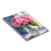 ピンクの紫陽花の花瓶フラワーブーケ水彩画 ノートブック (右側)