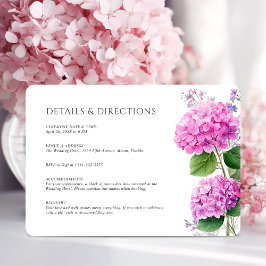 ピンクの紫陽花の花 水彩 エレガントな結婚式 エンクロージャーカード