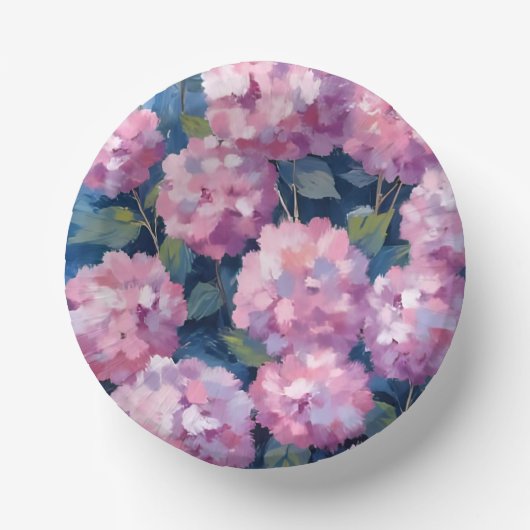 ピンクの紫陽花 フローラル ペーパーボウル (正面)