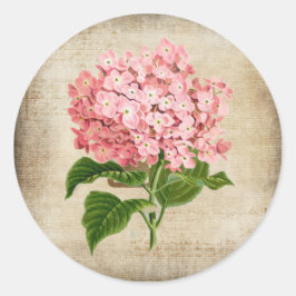 ピンクの紫陽花 ラウンドシール