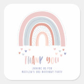 ピンクの紫+青でレインボーバースデーパーティーの装飾 スクエアシール (正面)