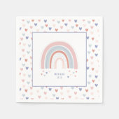 ピンクの紫+青でレインボーバースデーパーティーの装飾 スタンダードカクテルナプキン (正面)