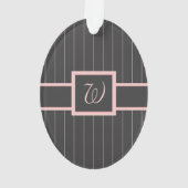 ピンクの細ストライプ ブラック アクリル オーナメント (裏面)