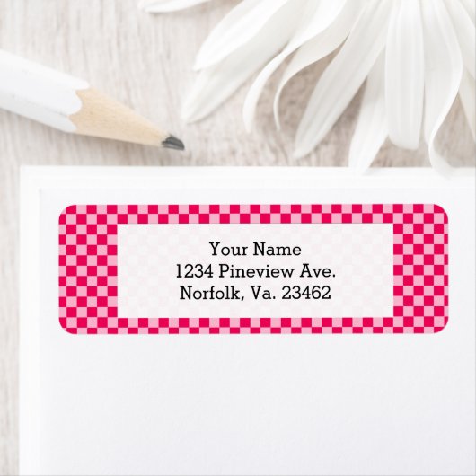 ピンクの組み合わせクラシックチェッカーボード(STaylor) ラベル (インサイチュ)
