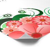 ピンクの結婚ハイビスカスの11テーブルのシーティングチャート ポスター (角)