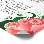 ピンクの結婚ハイビスカスの16テーブルのシーティングチャート ポスター (角)