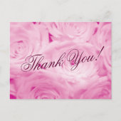 ピンクの結婚バラの花を持つポストカードありがとう ポストカード (正面)