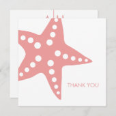 ピンクの結婚ヒトデの感謝状 サンキューカード (正面/裏面)