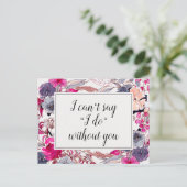 ピンクの結婚フローラの花嫁の提案カード ポストカード (スタンド正面)