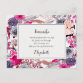 ピンクの結婚フローラの花嫁の提案カード ポストカード (裏面)