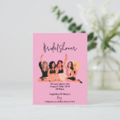 ピンクの結婚前お披露目パーティーの招待状 ポストカード (スタンド正面)