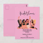 ピンクの結婚前お披露目パーティーの招待状 ポストカード (正面/裏面)
