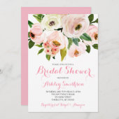 ピンクの結婚前お披露目パーティー招待状, ピンクの花 招待状 (正面/裏面)