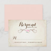 ピンクの結婚式に参加しよう 鹿の角の出欠確認カード 出欠カード (正面/裏面)