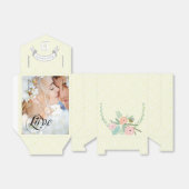 ピンクの結婚式の引き出物ボックスあなたの写真モノグラムイエロー フェイバーボックス (折り畳みなし)