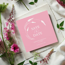 ピンクの結婚式の日付の保存テンプレート