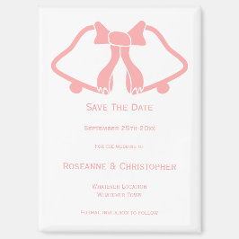 ピンクの結婚式の日付を保存するマグネットベルリボン マグネット