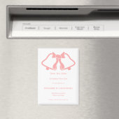 ピンクの結婚式の日付を保存するマグネットベルリボン マグネット (インサイチュ (食洗機))