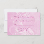 ピンクの結婚式の鳩の出欠確認 招待状 (裏面)