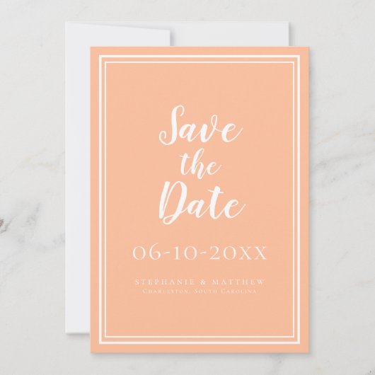 ピンクの結婚式のSave The Date - 最小限の発表 (正面)