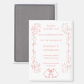 ピンクの結婚式は日付を保存するマグネットベル マグネット (正面/裏面)