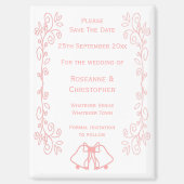 ピンクの結婚式は日付を保存するマグネットベル マグネット (正面)