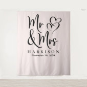 ピンクの結婚式写真用背景 タペストリー (正面)