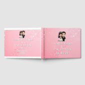 ピンクの結婚式招待状とダイヤモンドスパークル ゲストブック (全面)