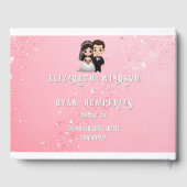 ピンクの結婚式招待状とダイヤモンドスパークル ゲストブック (裏面)