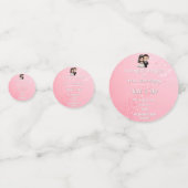 ピンクの結婚式招待状とダイヤモンドスパークル コンフェッティ (正面)